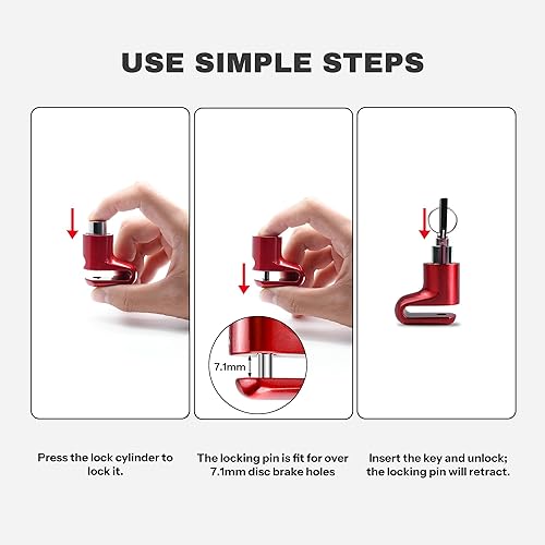 Miniatura 5 de Bloqueo de freno de disco para accesorios de motocicleta, bicicleta resistente, bloqueo antirrobo, scooter eléctrico compacto, ebike, deportes