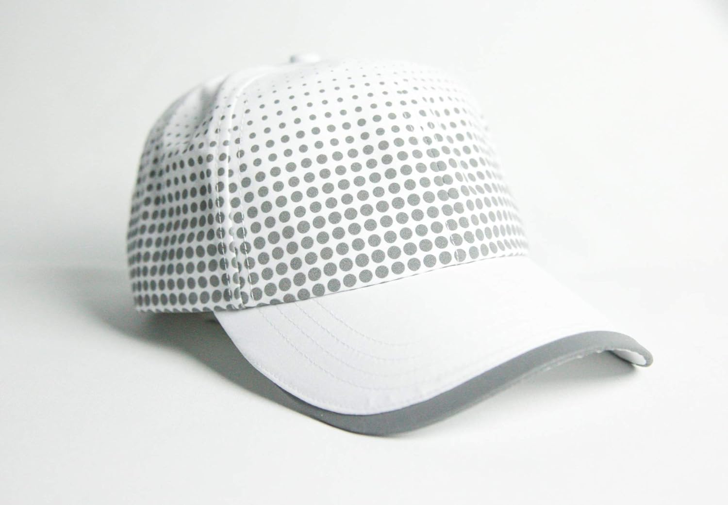 White Reflective Running Hat Dot Pattern Men Women Athletic