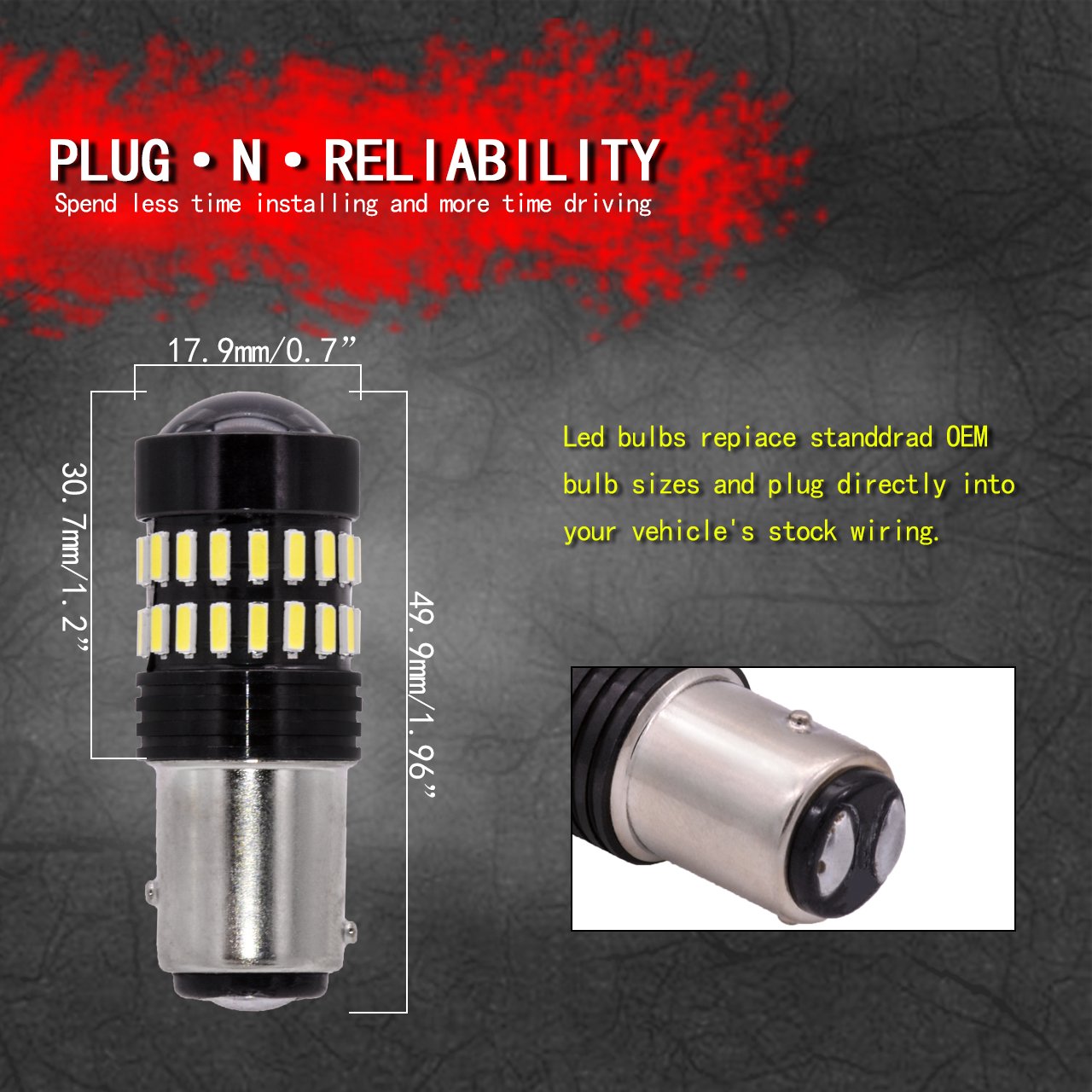 TUINCYN 1157 Lampadine a LED Luce di stop bianca BAY15D 1016 1034 1157A 4014-48SMD Chip Indicatori di direzione Fanale posteriore Luce di retromarcia 6500K (confezione da 10)