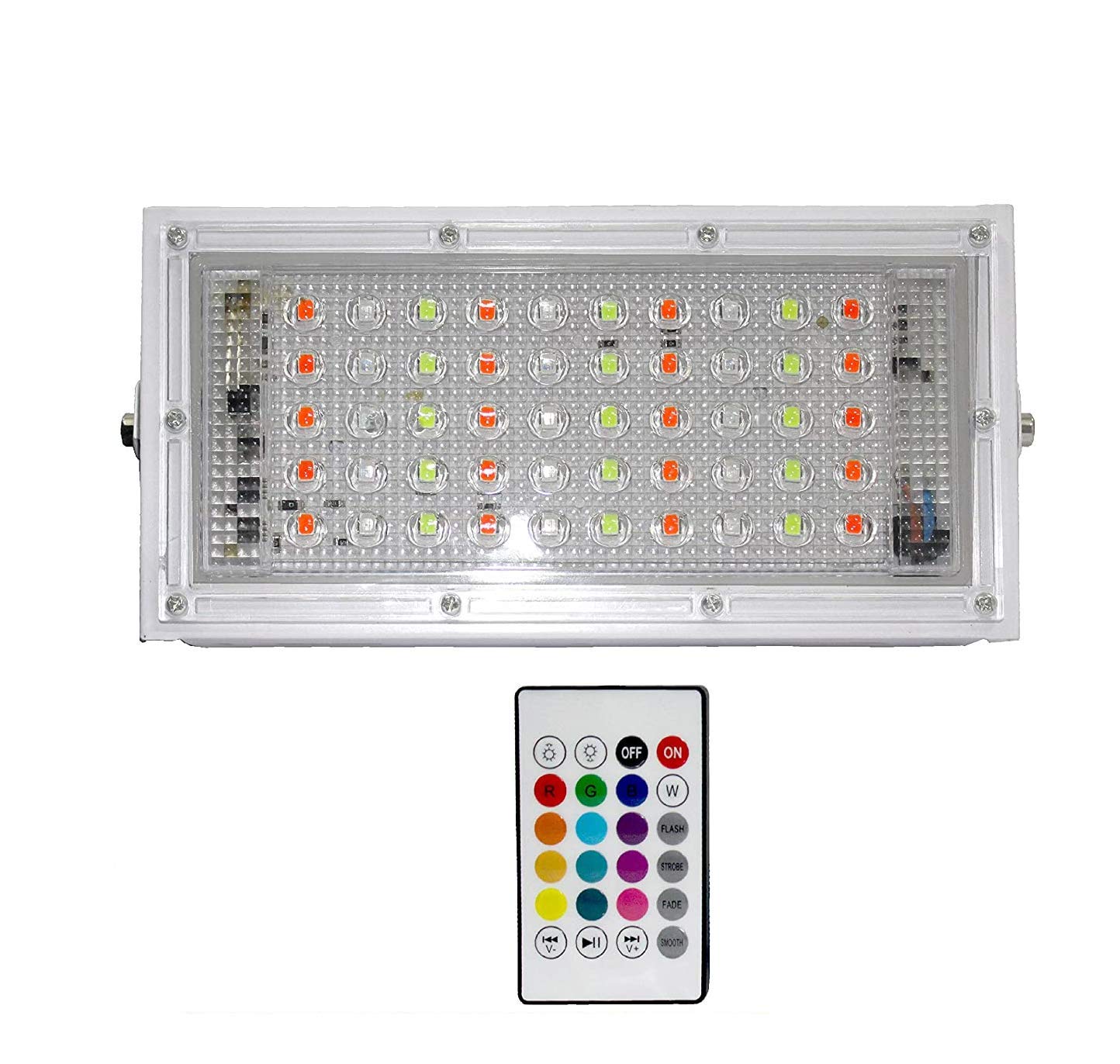 MLD Metal White Body 50 Watt And 220-240V Waterproof Landscape LED Flood Light with Remote (DZ991Q, Multicolour)-image-9