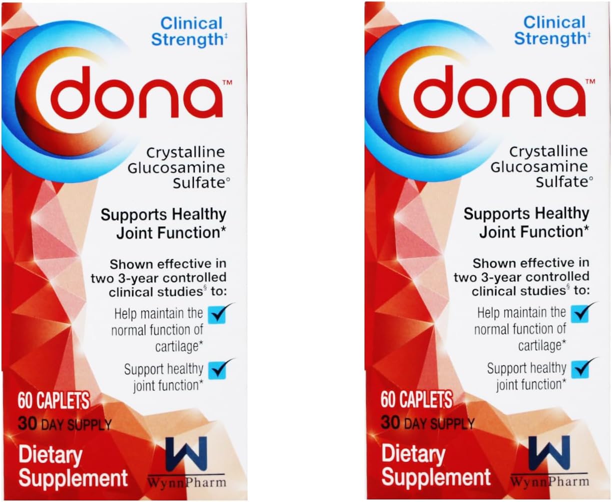 Dona Crystalline Glucosamine Sulfate, 750 Mg, 60 Count (Pack of 2 Total 120)
