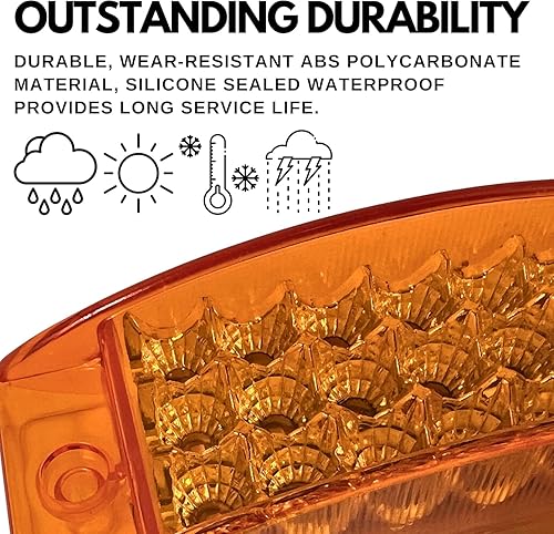Miniatura 9 de All Star Truck Parts  Cantidad 6 ámbar 6 pulgadas 21 LED marcador lateral luz rectangular 12V camión remolque cámper barco marino 6 x 2 rectangular