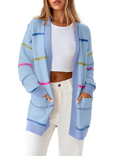 Sidefeel Cardigan Sweaters for Women Lightweight Striped 2025 Long Sleeve
