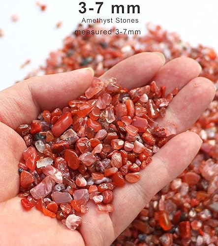 Miniatura 3 de Piedras pulidas rojas de 2.7 libras, piezas trituradas de cristal de cuarzo natural, pequeños trozos de grava, cactus suculento, bonsái, aderezo,