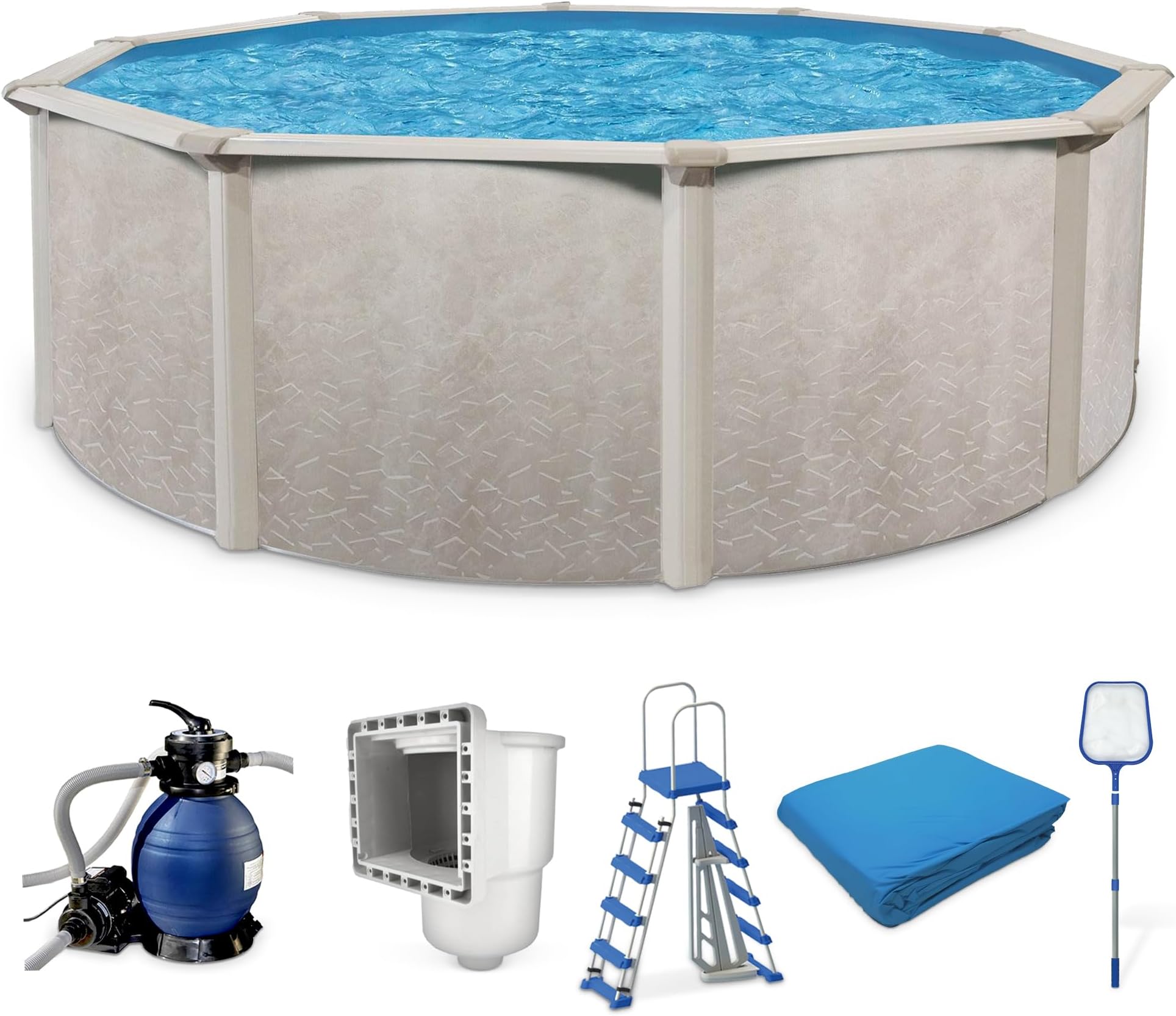 Aquarian Steel-Frame Above-Ground Pool Kit w/ Pump & Leaf Skimmer, Phoenix, 18'