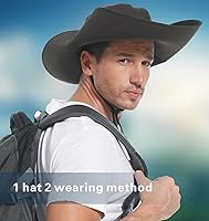 Vista 5 de Sombrero de ala ultra ancha UPF50+ impermeable para hombres y mujeres, adecuado para pesca, senderismo, camping, etc A2- verde militar