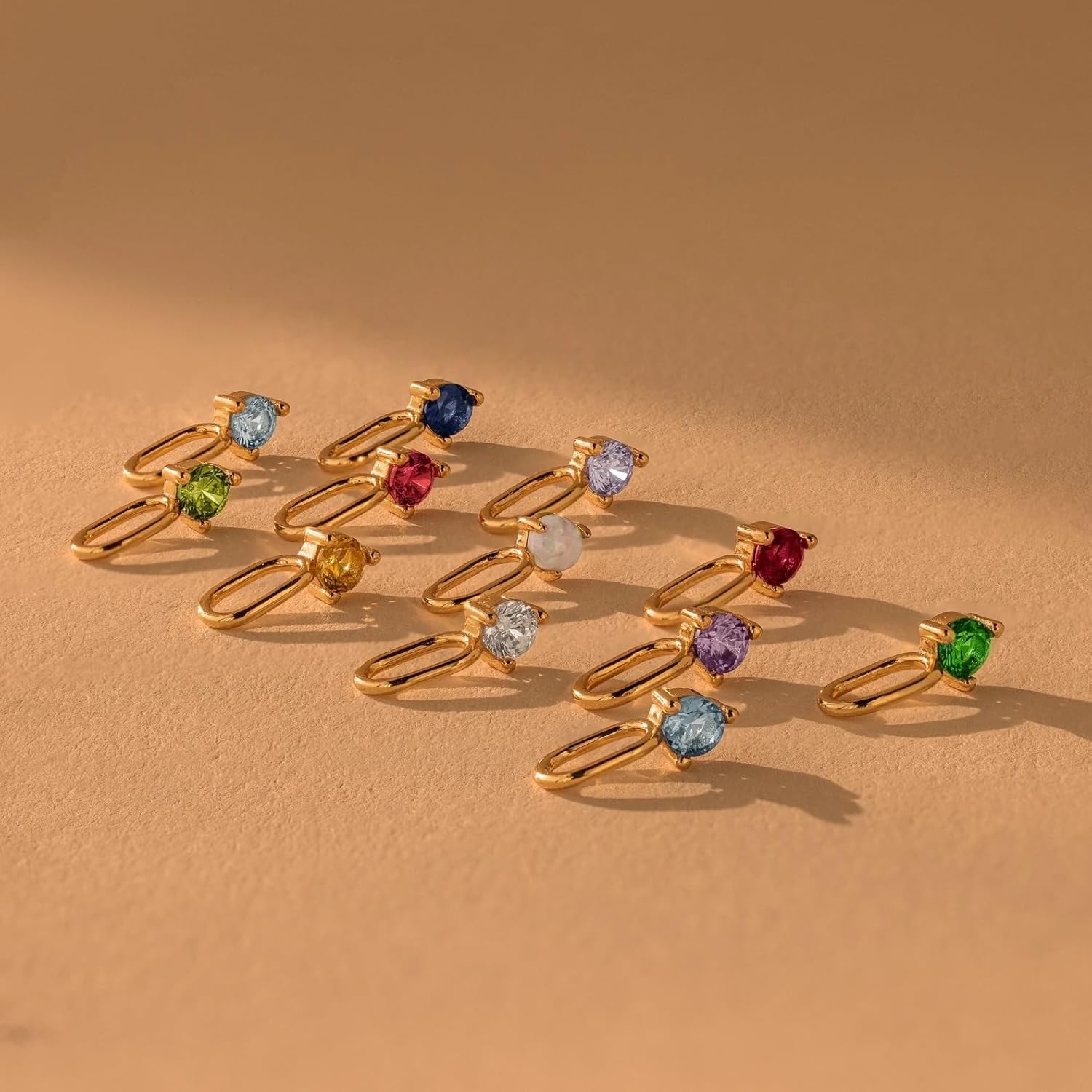 CAITLYNMINIMALIST 18K Gold Plated Dainty Birthstone Charm Mini 3mm Gemstone Pendant Gift for Women