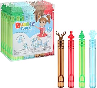 Christmas Bubble Wands,48 Pack Christmas Mini Bubble Wands Party Favors Christmas Toys Gift for Boys Girls Kids Classroom Rewards Sock Fillers Gifts Party Supplies