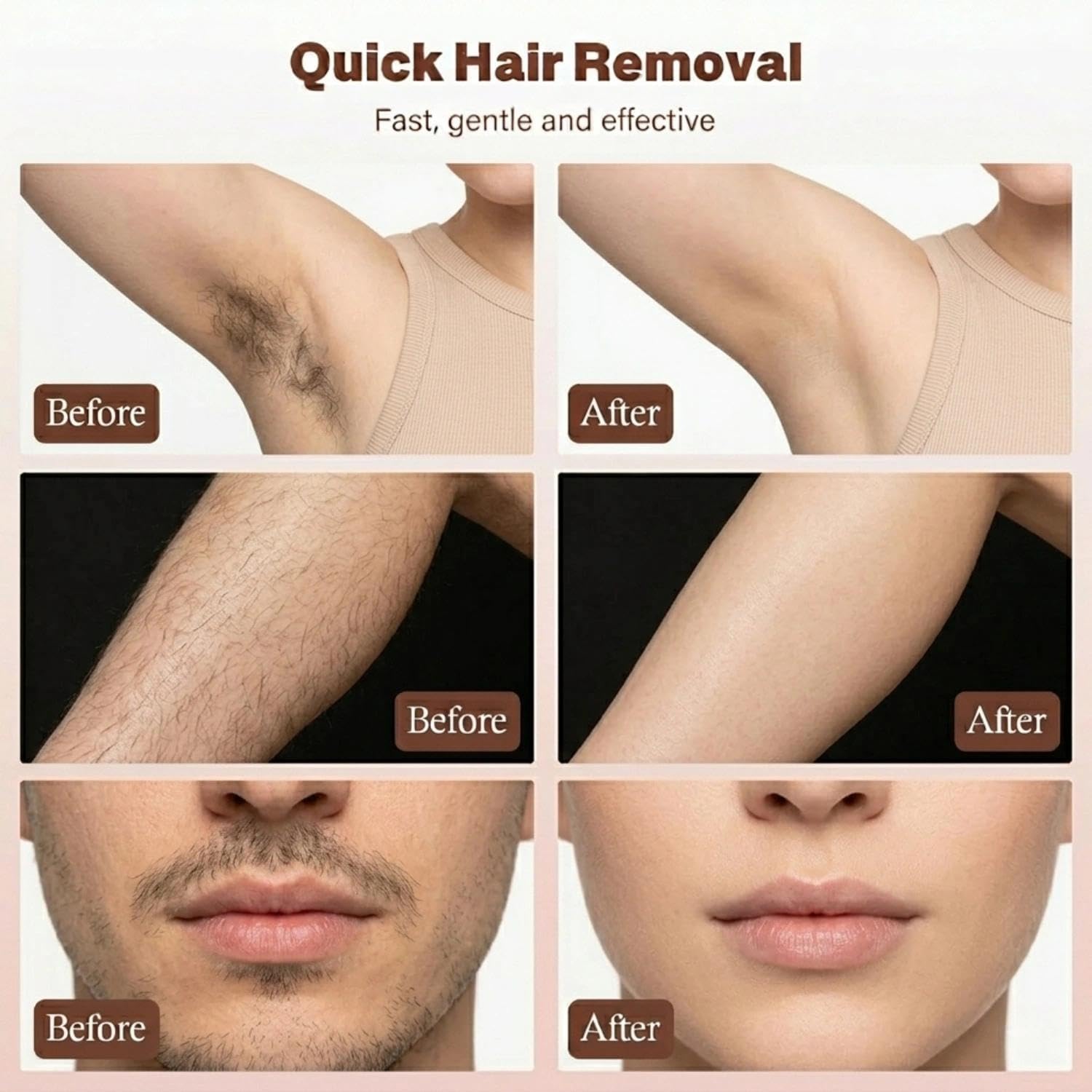 Hair Removal Cream For Women & Men – Gentle & Fast Body Hair Remover With Aloe Vera & Vitamin E, Smooth Skin, Suitable For Legs, Arms & Body(3PCS)