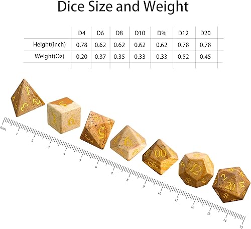 Miniatura 3 de LUCKY-M Dados de piedras preciosas hechas a mano DND, dados de piedra para Calabozos y Dragones, juegos de dados RPG, accesorios de D&D, regalo de