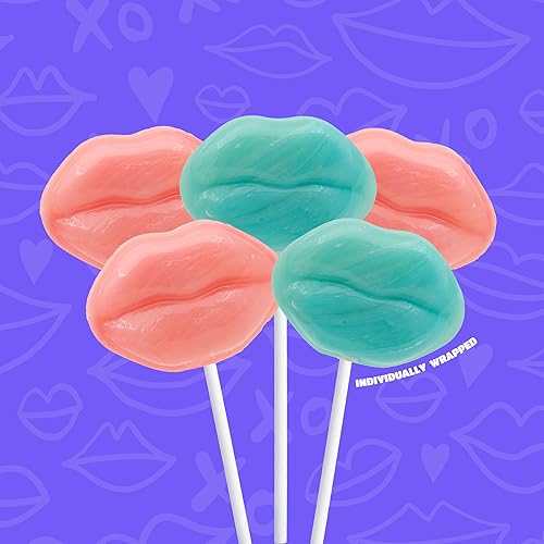 Miniatura 2 de Paletas de labios sabor a caramelo de algodón, delicias envueltas individualmente en azul y rosa, bolsa de 2 libras (alrededor de 90 unidades)