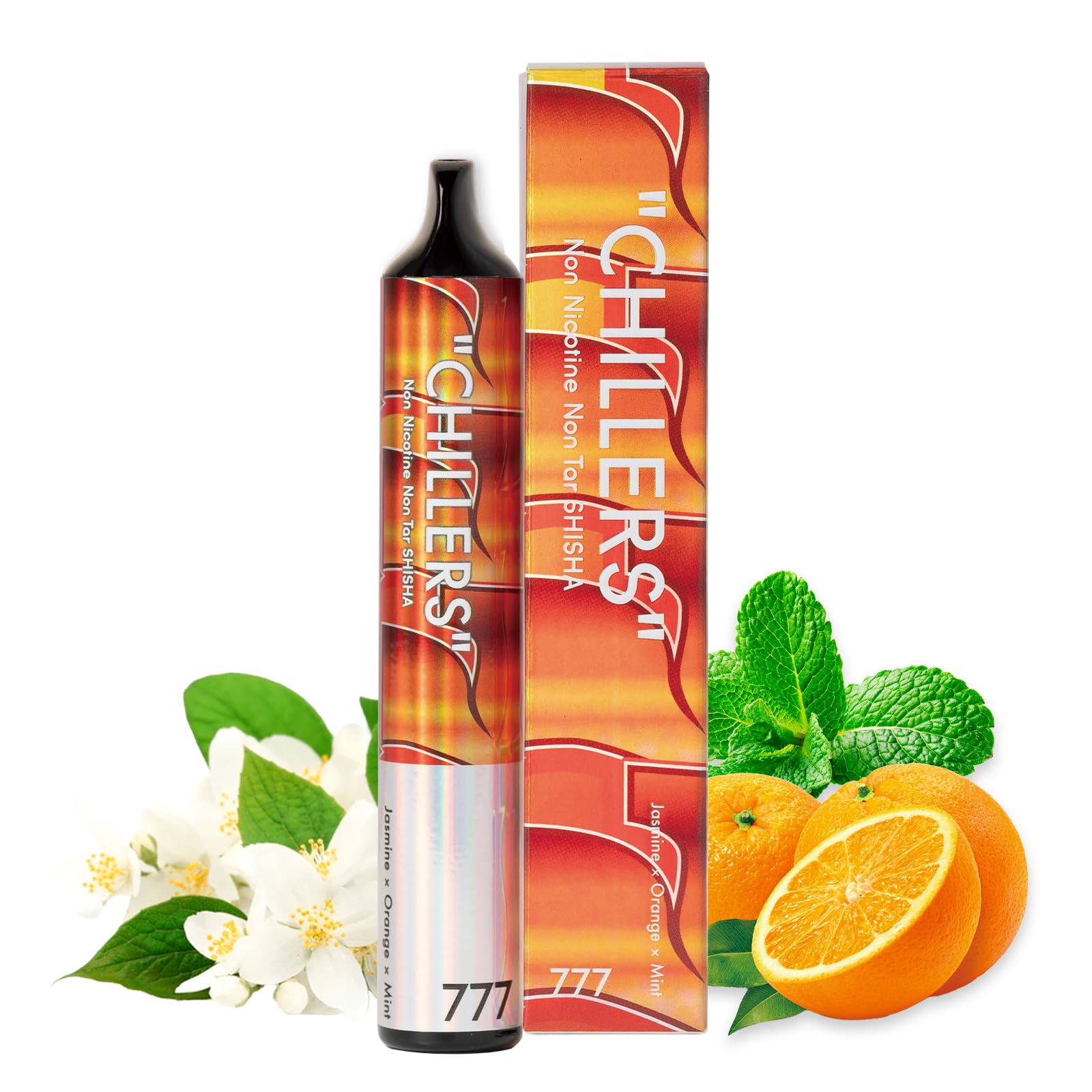 CHILLERS シバターコラボフレーバー 電子タバコ 禁煙 シーシャ チラーズ 持ち運びシーシャ ポケットシーシャ VAPE 爆煙 電子タバコ使い捨て chillers 2000回 Jasmine x Orange x Mint ジャスミン x オレンジ x ミント