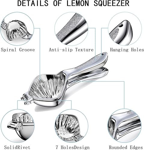 Miniatura 6 de Exprimidor de limón, Exprimidor de limón, Exprimidor de cítricos de mano, Metal Lemon Hand Press, Herramienta de barra exprimidora de lima