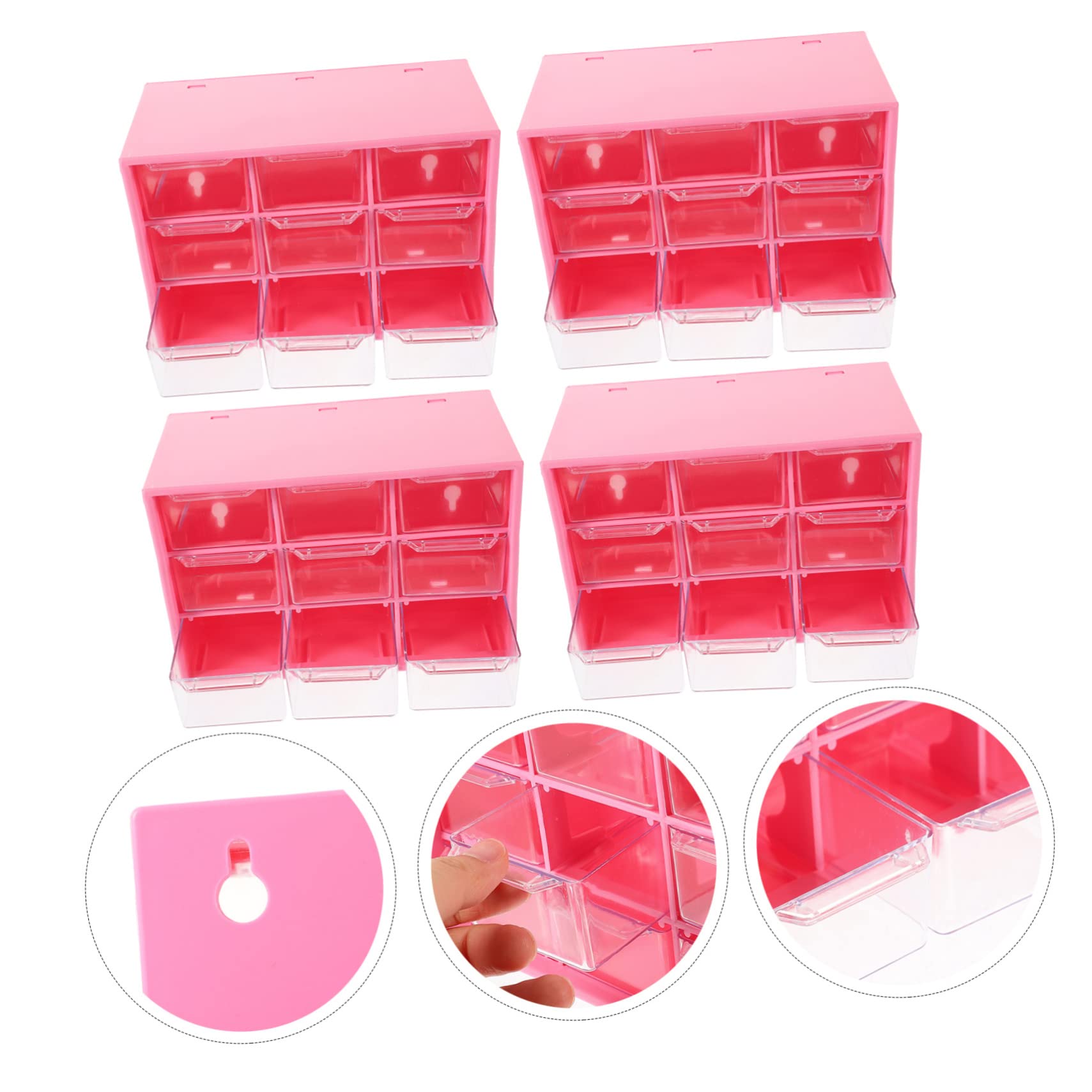 HOMSFOU 4pezzi Cassettiera Di Plastica Trasparente Per Organizzare Piccoli Oggetti Come Orecchini Perline Bottoni e Altro Per Scrivania Spazio Di Archiviazione