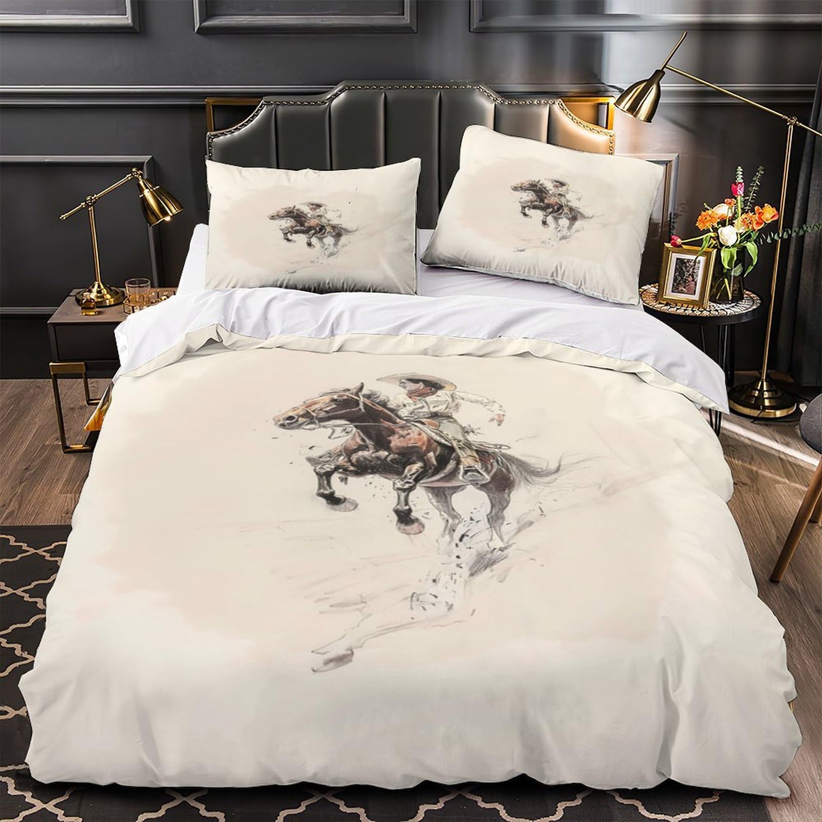 Housse de couette sans repassage parure de lit 200x200cm résistante motif chien 3D mignon