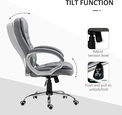 Miniatura 5 de Vinsetto Silla de oficina en casa con respaldo alto, silla ejecutiva para computadora con altura ajustable, acolchado grueso tapizado para