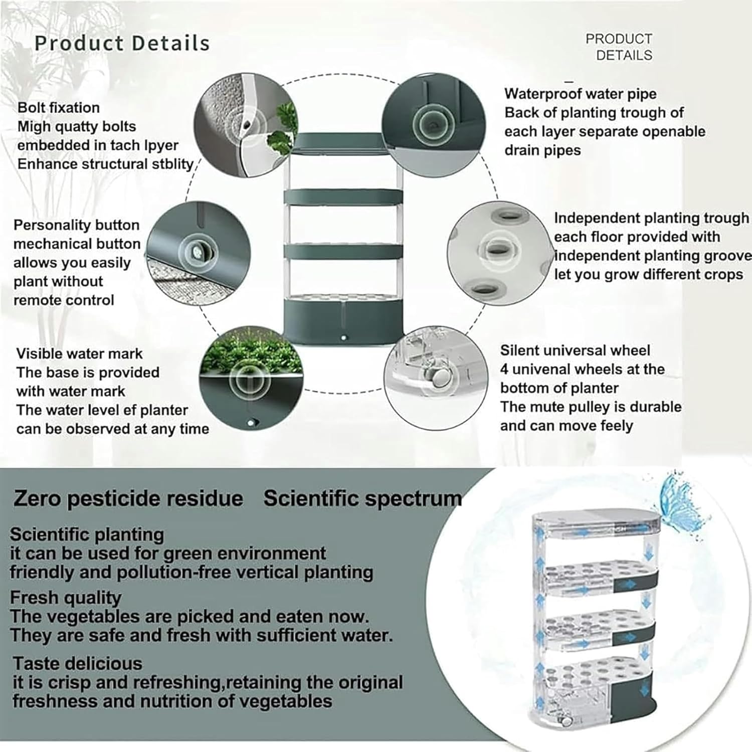 Hydroponic Garden Cultivation 48 Capsules Hydroponic Tower, Plant Germination Kit Aironic Culture Kit with LED Cultivation Light;Automatic Irrigation/1 You.