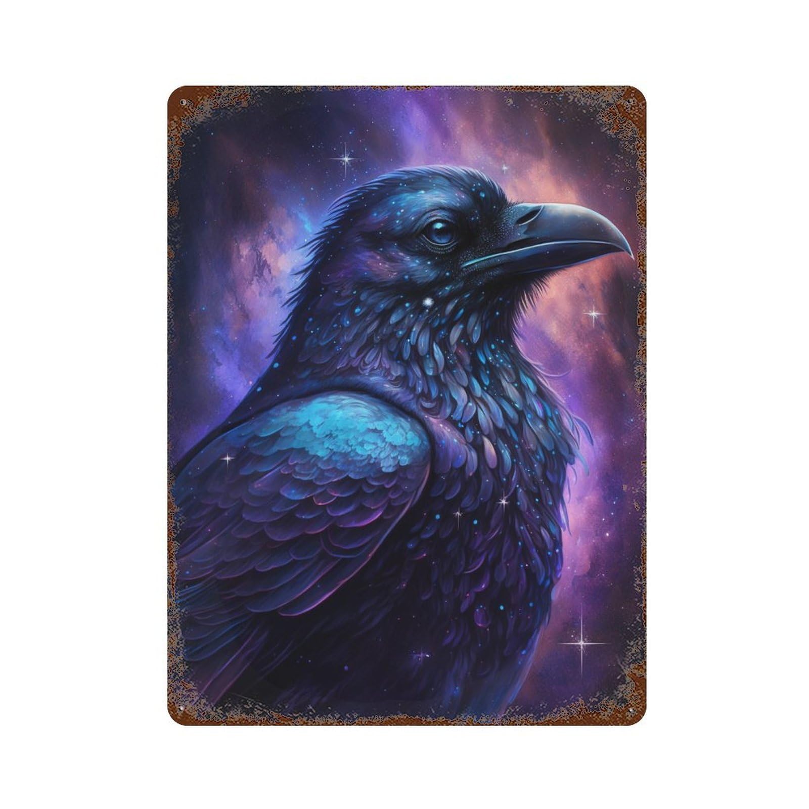 Cosmic Raven Art Print-17 Retro Metal Sign 15.7"x11.8", Old School Wall Decor for Garage, Bar And Workshop Decor