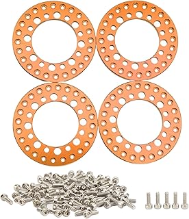 Dilwe RC Wheel Outer Rings, 4Pcs 1.9in Aluminum Wheel Rims Beadlock Rings RC Rims RC Accessories for 1/10 RC Car(Orange)