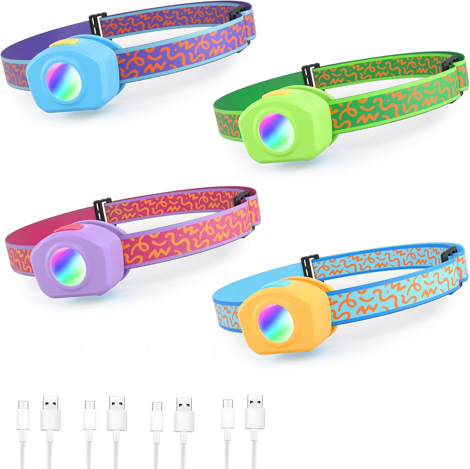 EverBrite LED Headlamp Rechargeable Kids Headlamp with RGB Mode and Adjustable Headband, 3 Modes Multicolor Headlamp for Kids, Kids Head Lamp for Camping, Reading, Exploring, Christmas