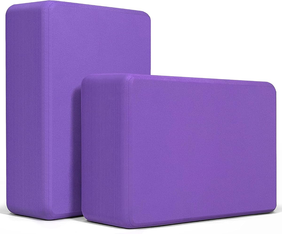 2 Pack Yoga Blocks, Lightweight 3x6x9in Yoga Bricks | Premium EVA Foam Blocks Lightweight Stable Grip for Yoga Pilates Meditation Stretching Non-Slip Surface