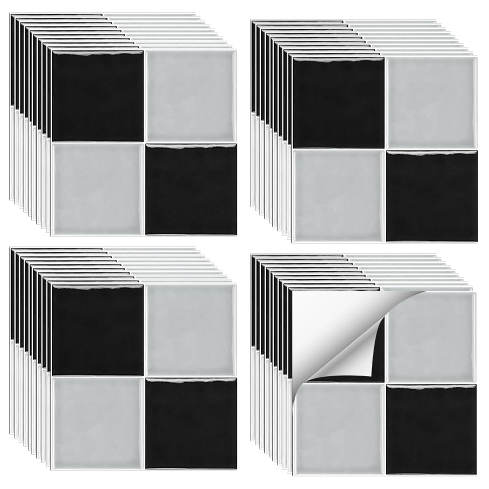 Adesivi per Piastrelle 40 Pezzi 15x15CM Autoadesive da Parete Autoadesivo Decorazione Adesivo murale in PVC Peel and Stick Tiles per Bagno,Cucina,Soggiorno