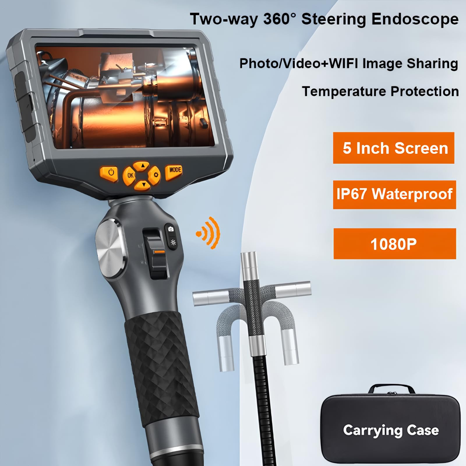 Fotocamera di ispezione digitale, borescope da 5,5 mm con luci LED - TD500