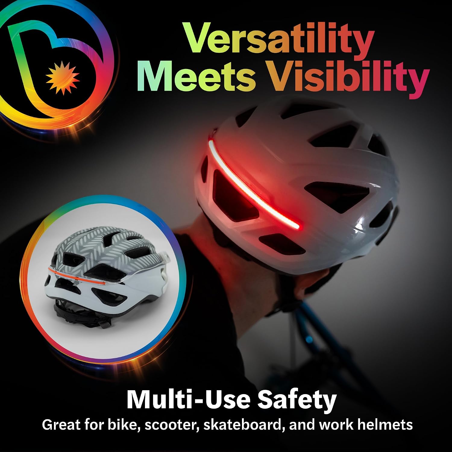Brightz HelmetBrightz LED Bike Helmet Light, Red - Be 100% More Safe & Seen at Night! - 7-Inch Light Strip Works with Both Adult & Kids Helmets - Also Great for Scooter & Skateboard Helmets