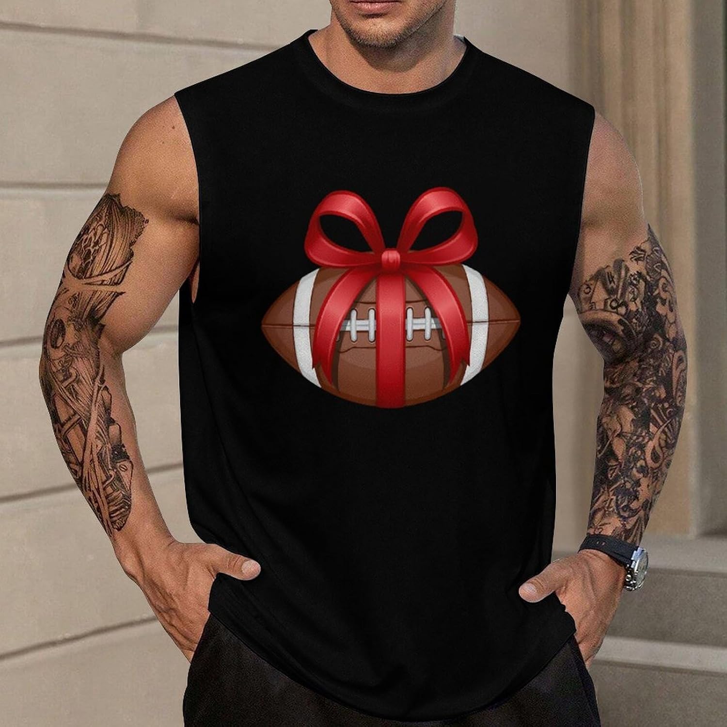 Football Gift Men Summer Sleeveless Crew Neck Top 5XL