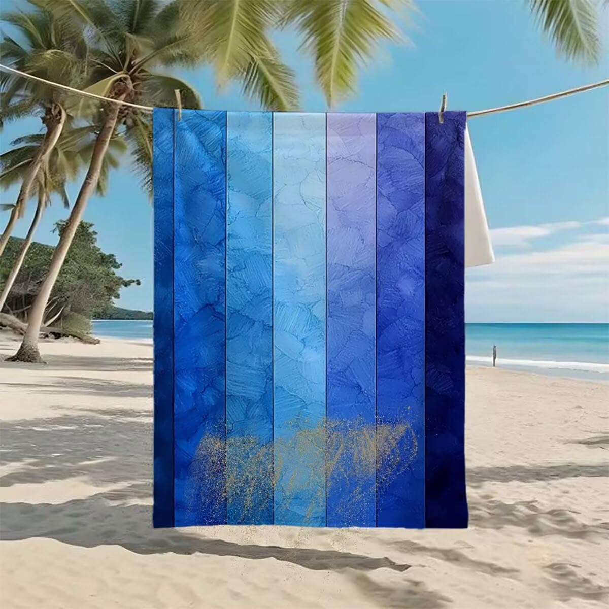 Telo Mare XXL 220x100cm/35x70cm, 2 Set Telo Mare Microfibra Banda Asciugamano Palestra Uomo, Antisabbia, Leggero, Asciugatura Rapida, Teli da Spiaggia Grandi Accessori per Camping Natation Yoga F-6