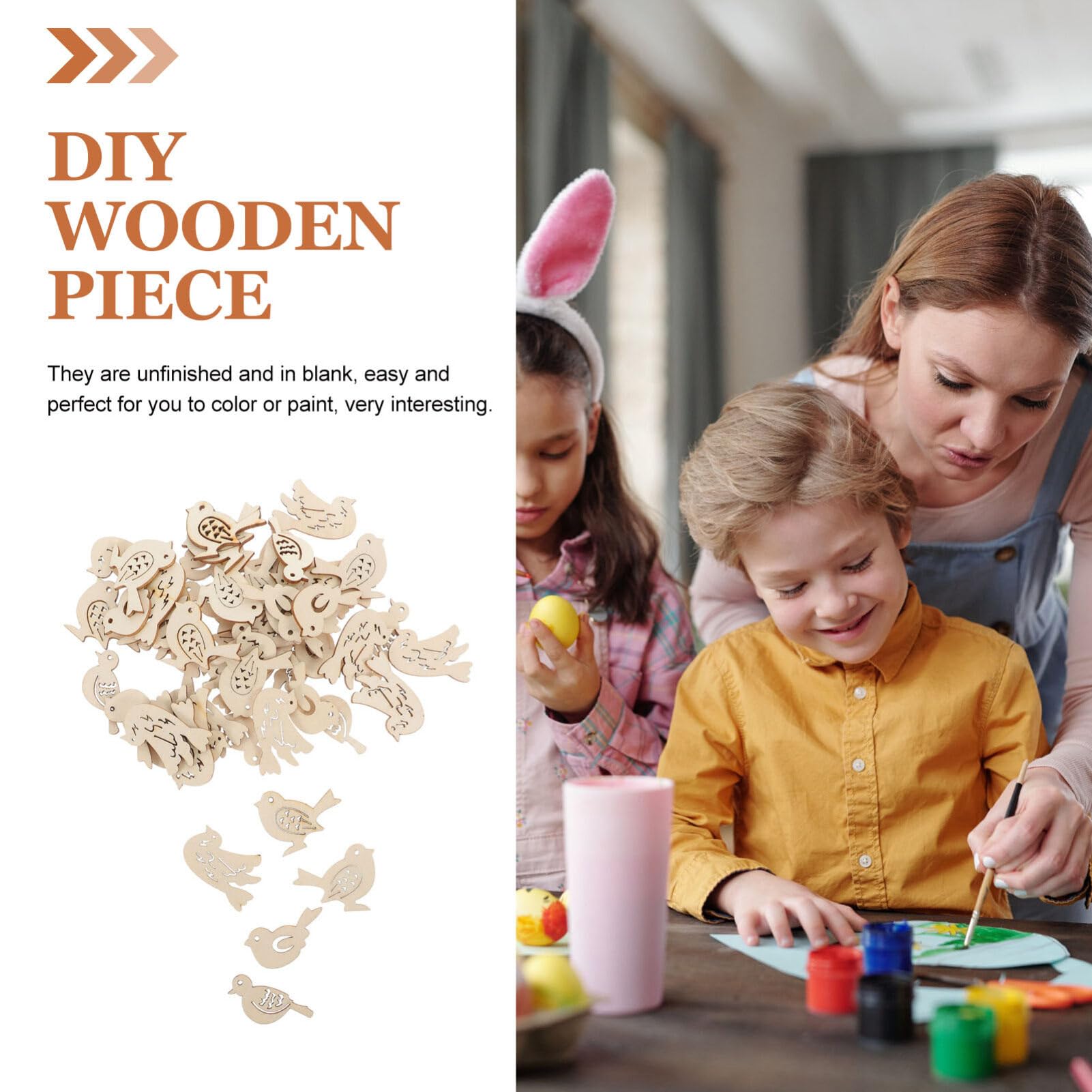 50 Stück DIY Holzvogel Anhänger - Unfertige Mini-Vogelscheiben Für Basteln, Scrapbooking & Deko