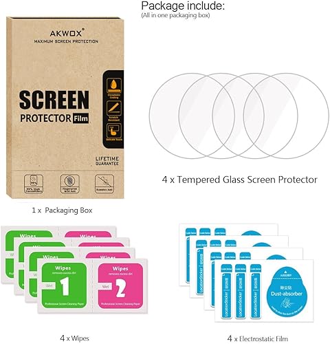 Miniatura 6 de Protector de pantalla de vidrio templado para Garmin Fenix 5S, AKWOX [0.012 in 2.5D High Definition 9H] Película protectora de pantalla transparente