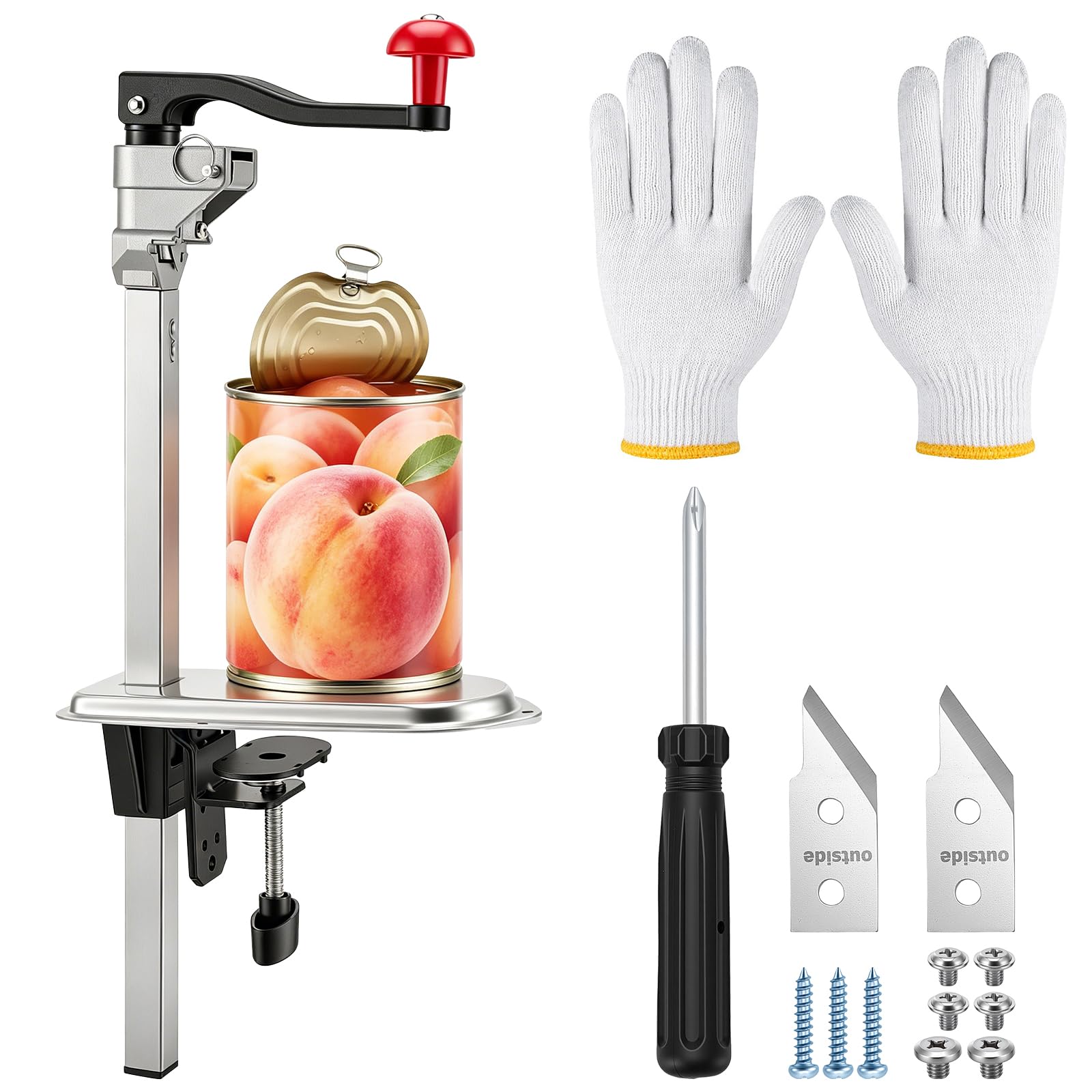 Commercial can Opener,Duty Manual Duty can Opener Adjustable for Cans Up to 13 inches, Industrial Tin Opener Removable Table No Drilling Required for Restaurants, Hotels, Bar