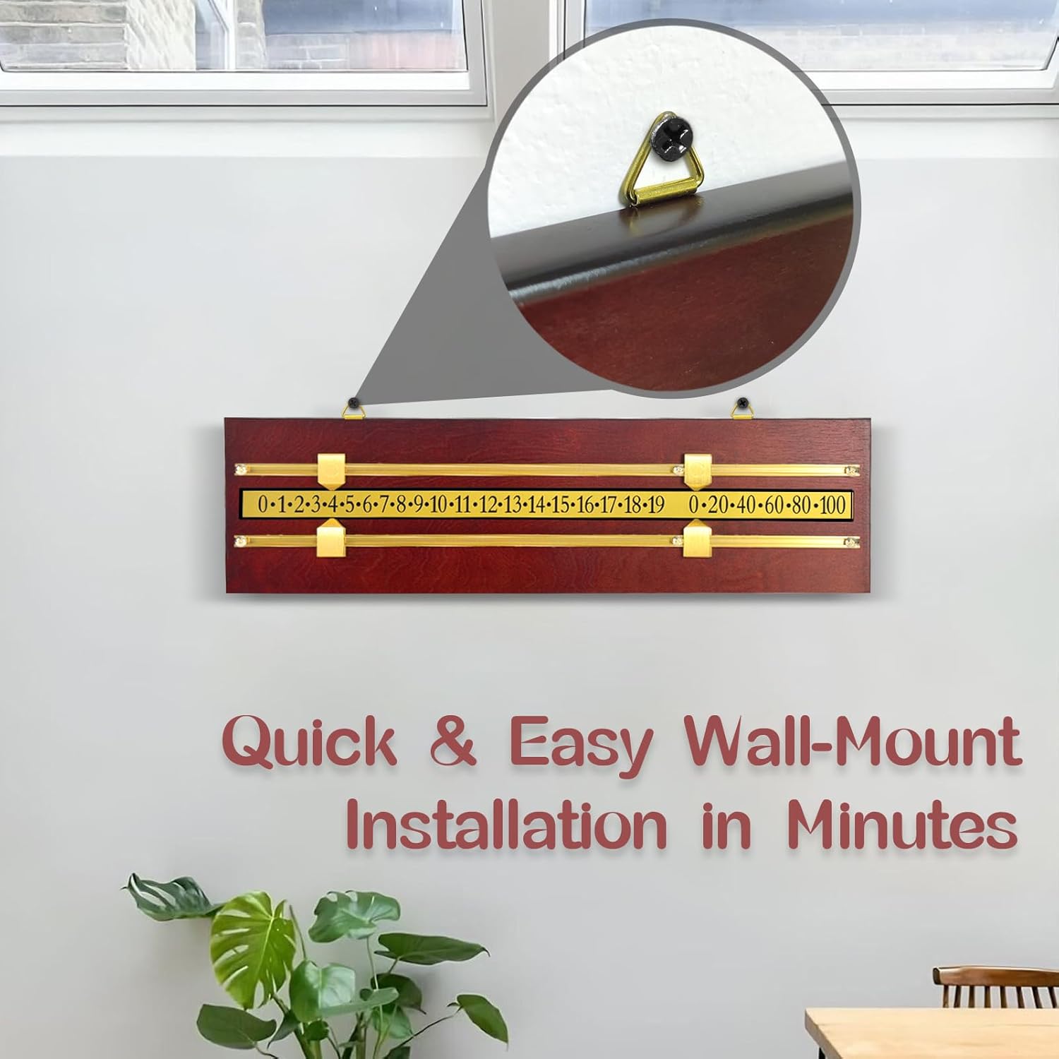 Wooden Wall-Mounted Scoreboard for Snooker,Billiards, Pool Table and Shuffleboard Games - Classic Score Keeper for Game Rooms