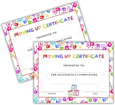 Daycare Pre-k Kindergarten Moving Up Certificate 50pk 8.5x11 Getting Bumped to Upper Class Notice Parents Put in Folders Graduation Diploma