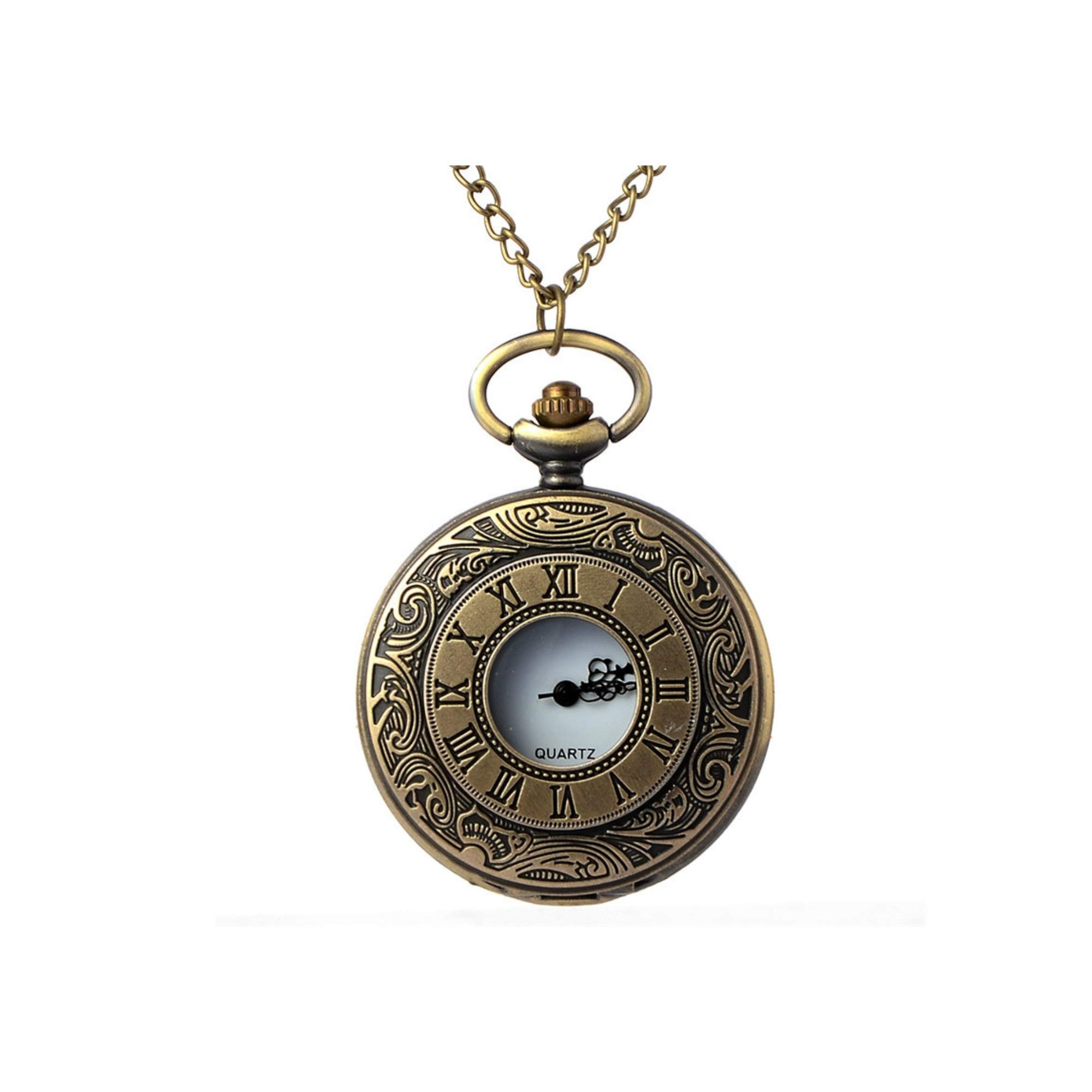 Montre de poche à quartz avec chiffres romains et boîtier rétro chic - 7