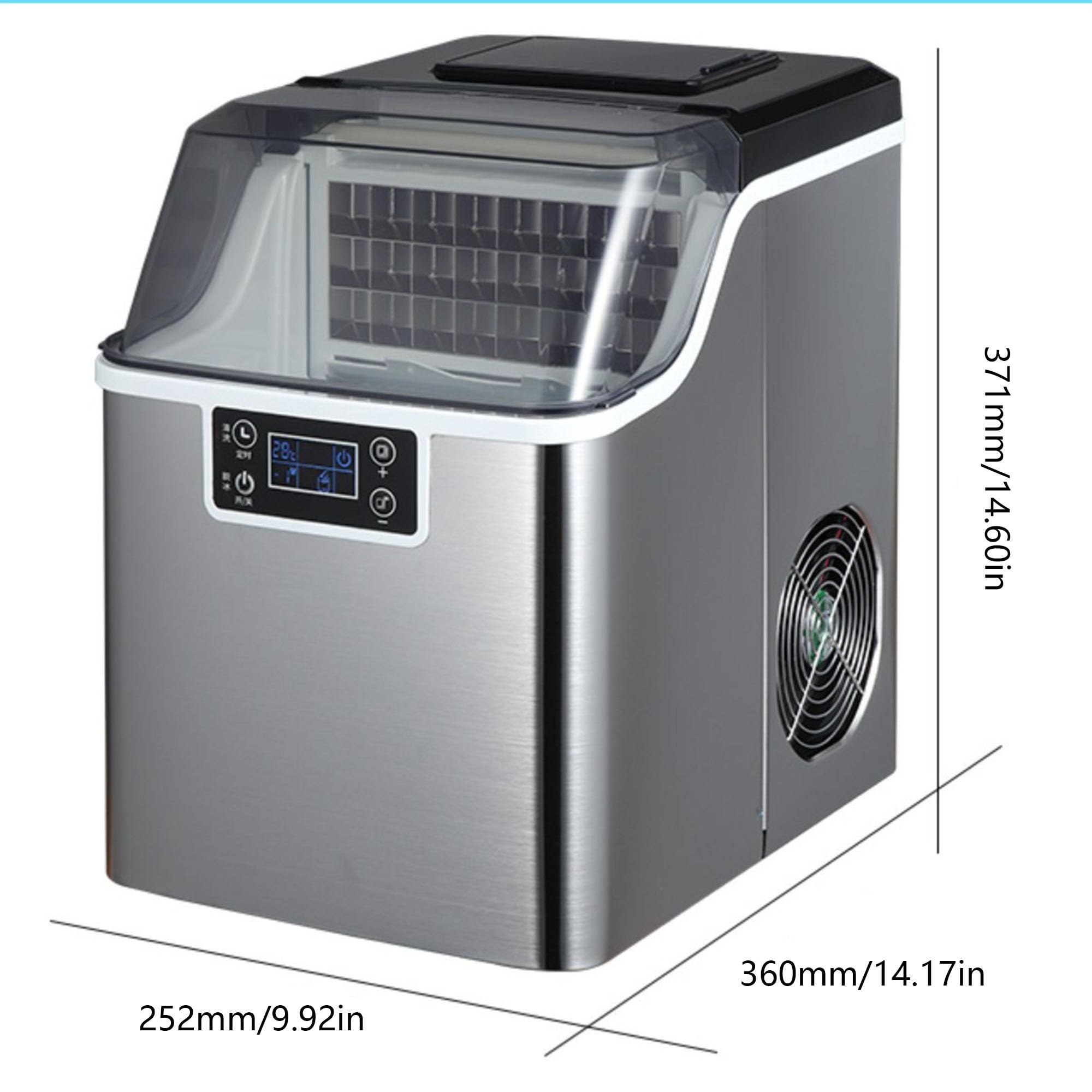 Piccolo Produttore Di Ghiaccio, Ovvero Un Produttore Di Ghiaccio Con Funzione Di Autopulizia, Capacità Di 1,3 Kg, Circa 160 Cubi, 24 Cubi A Ciclo, Ideale Per Case, Cucine, Feste E Camper.(C)