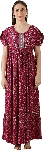 9shines Label Stylish Alpine Frock Nighty Maxi for Women | Full Length Trendy Nightgown | Premium Nightdress | Nightwear |...