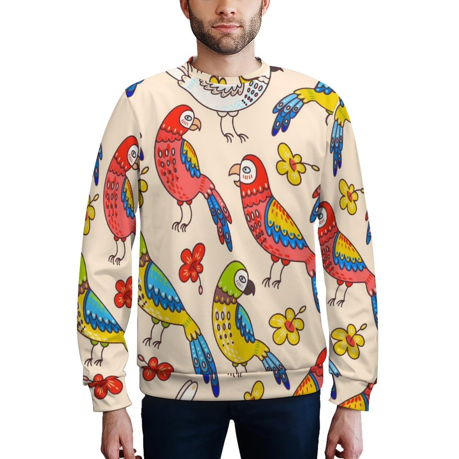 Amazon.co.jp: パーカー メンズ カラフル オウム柄 長袖 Tシャツ
