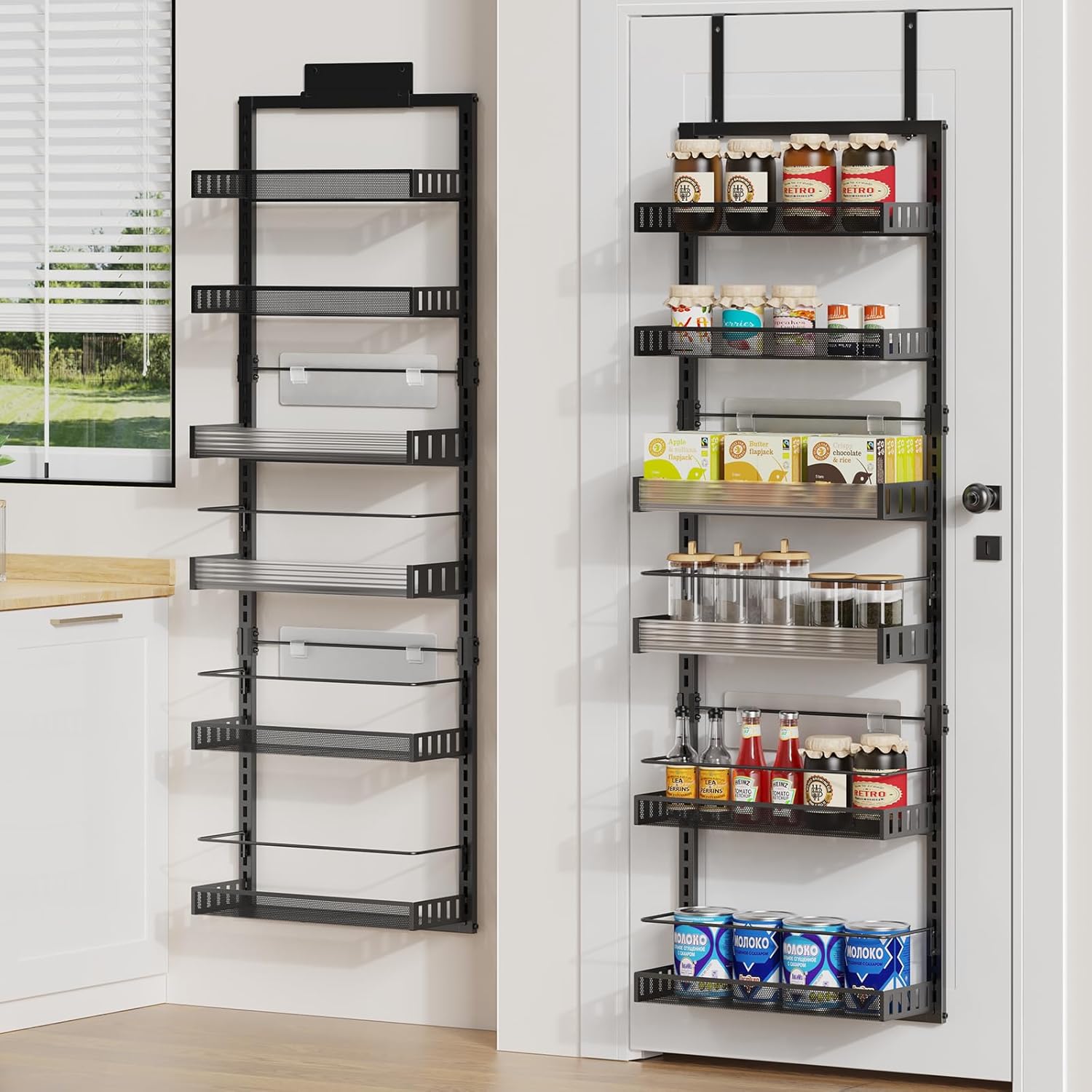 POKIPO 6Tier Over the Door Pantry Organizer, 2 in 1 Large