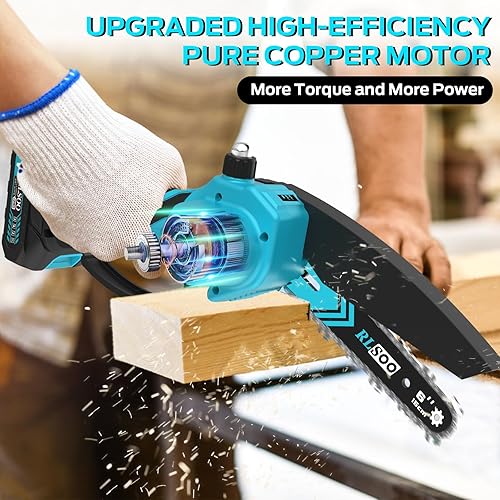 Miniatura 7 de Mini motosierra inalámbrica, sierra de cadena eléctrica de batería de 6 pulgadas craftsman con engrasador automático y bloqueo de seguridad,