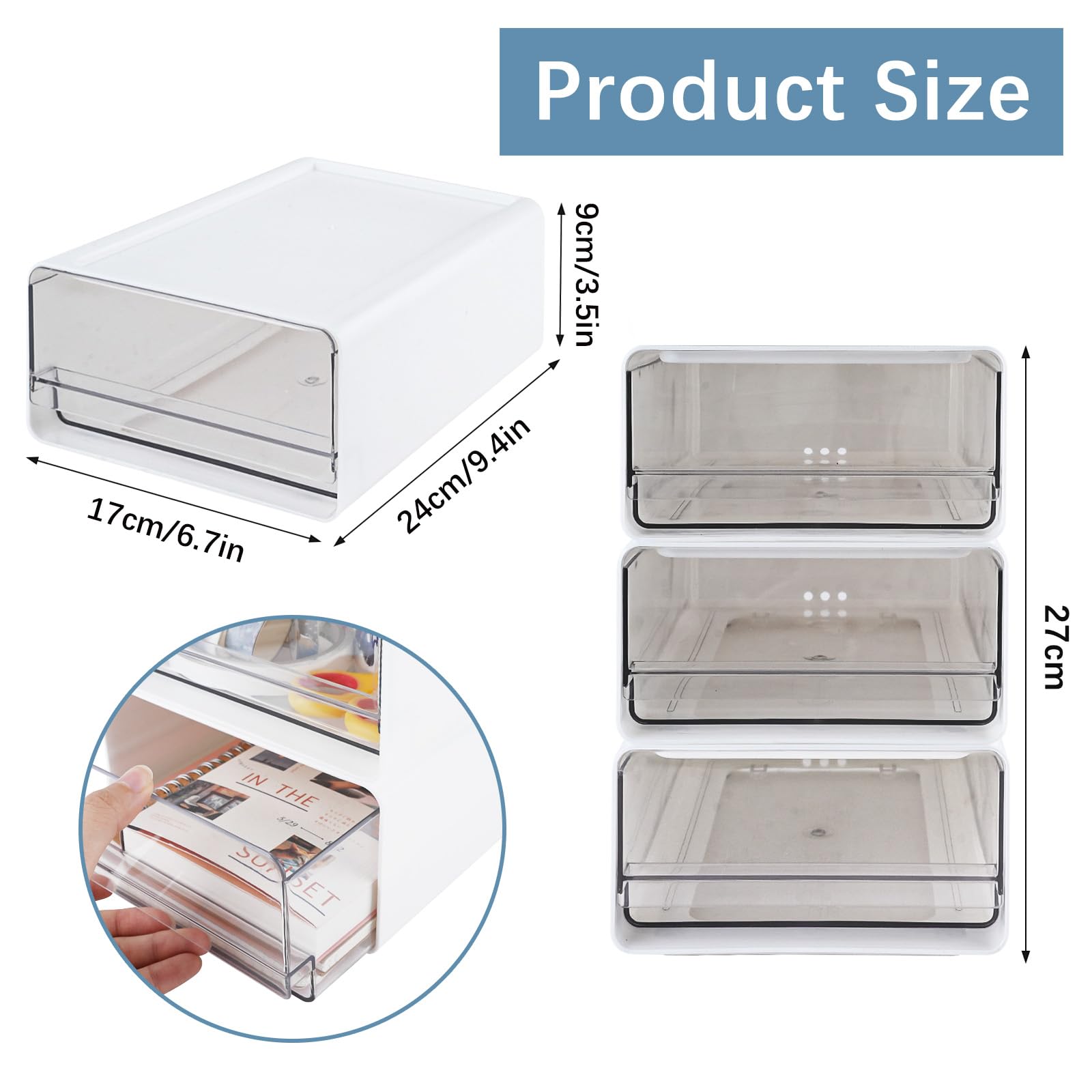 4 Cassettiere Da Scrivania Impilabili Con Etichette – Contenitori In Plastica 18,5x20x8 Cm Per Cancelleria, Cosmetici, Organizer Ufficio