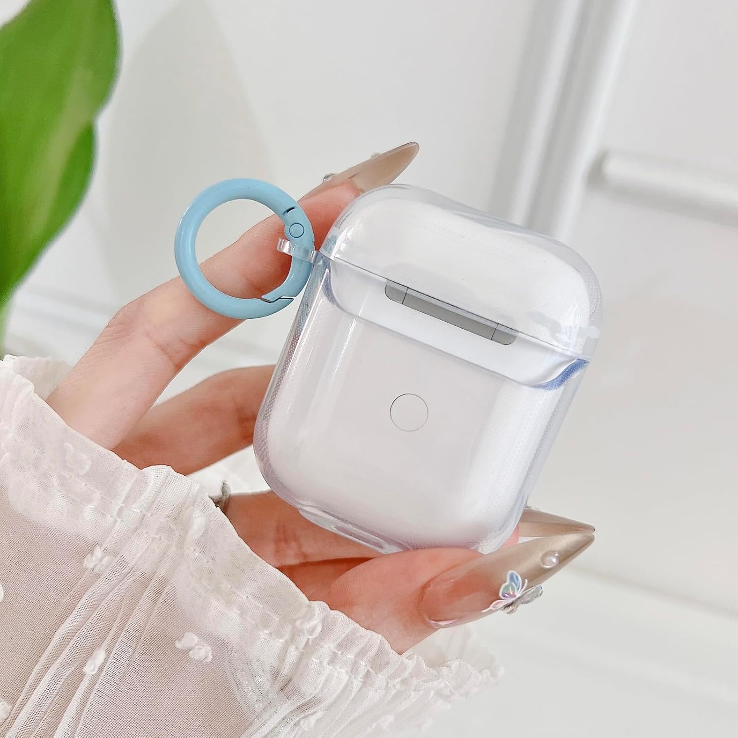 Cute AirPods 2/1 Generation Clear Case SkyBlue, Girly Bow Design Soft TPU Protective Shockproof Kawaii Apple iPod 2nd/1st Generation Cover with Cleaner Kit & Keychain Girls Women image 5
