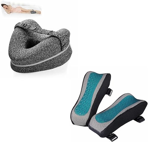 BEAUTRIP Almohadillas ergonómicas para reposabrazos de silla (juego de 2) + reposapiernas y almohada de soporte para rodilla
