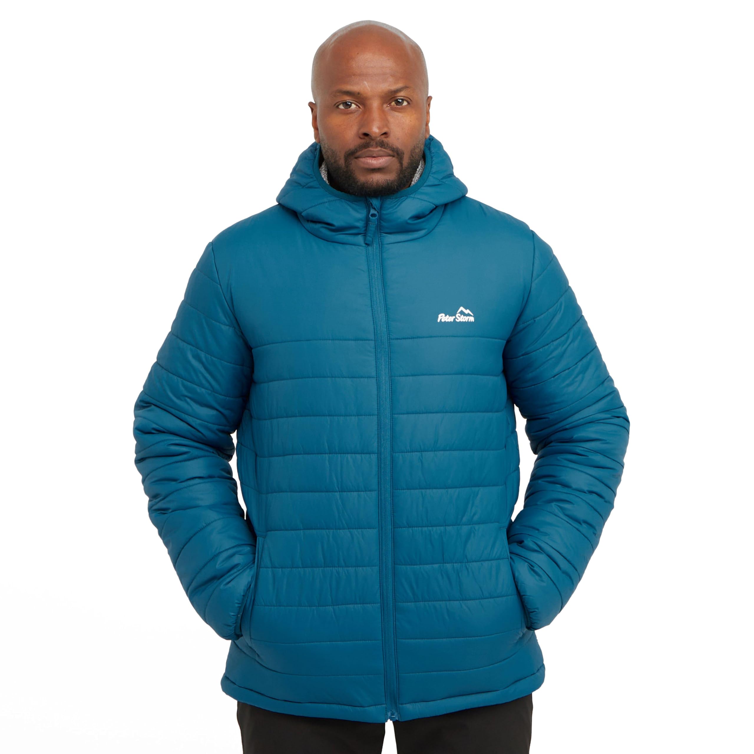 Peter Storm Men's Marine Teal ’S Blisco Jacket With Hood & 2 Pockets, Insulated, Water Repellent & Lightweight Puffer Coat For Cold Weather & Winter (Uk, Alpha, L, Regular, Regular, )
