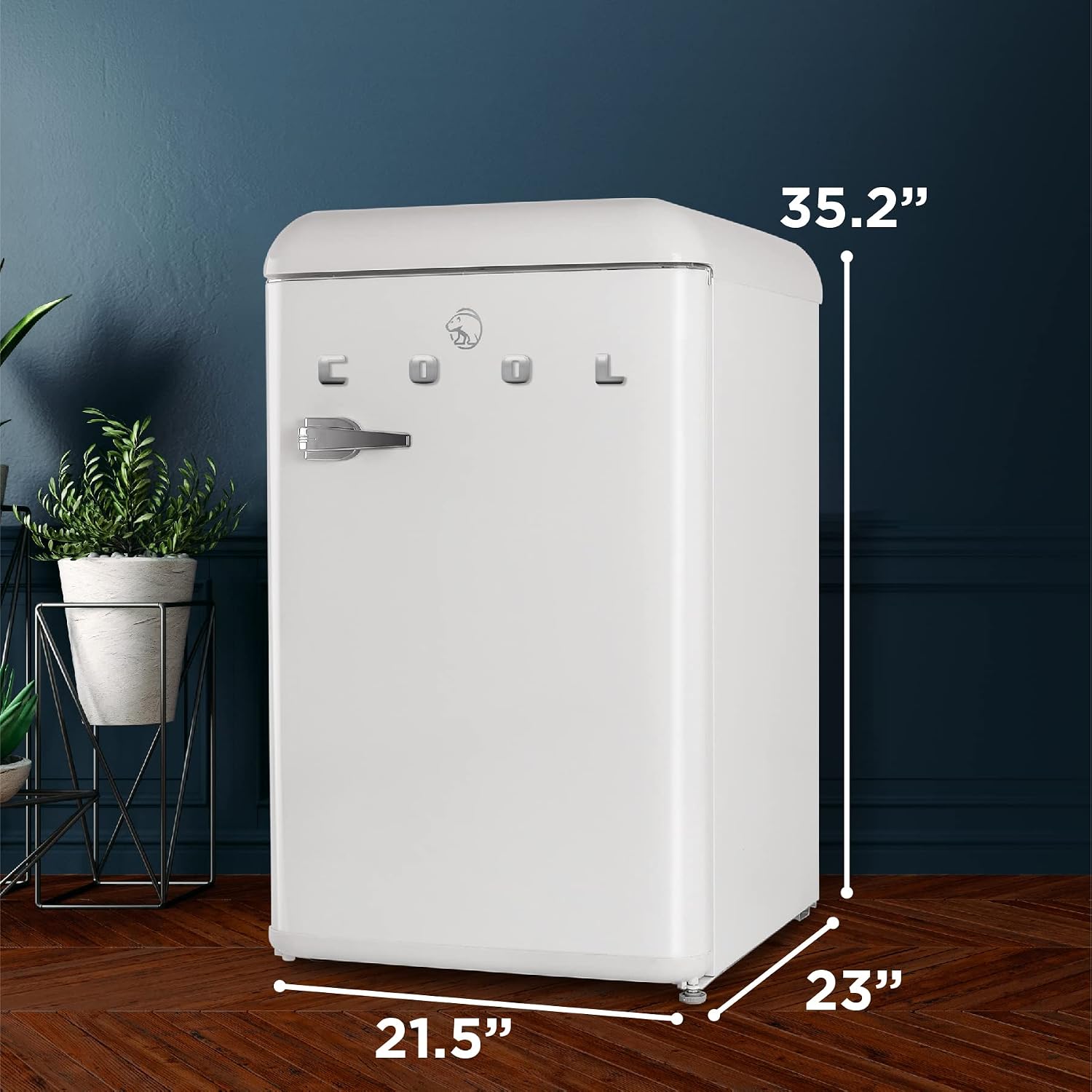Commercial Cool CCRR4ALW 4.4 Cu. Ft, Vintage Style 2 Slide-Out Glass Shelves Refrigerator, White