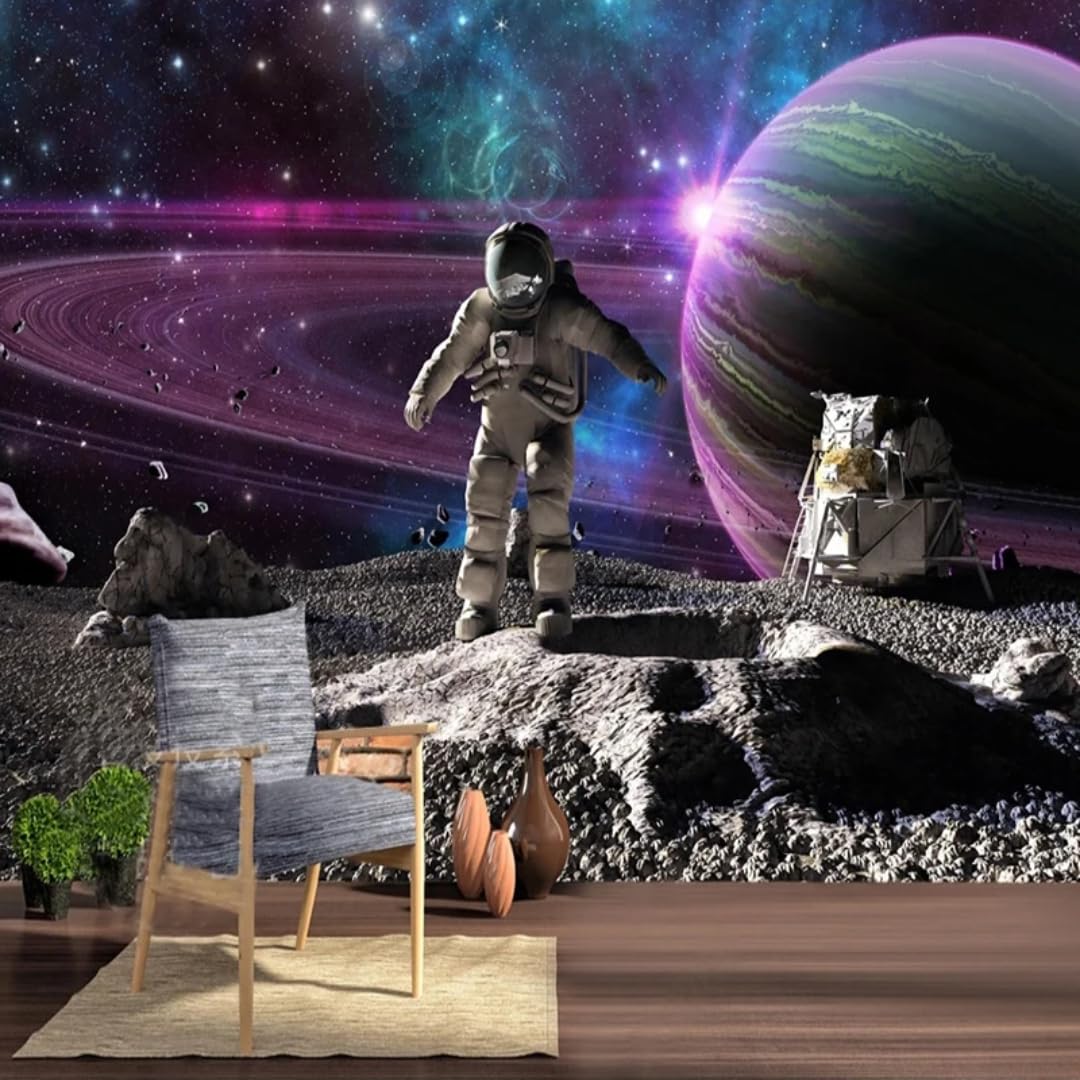 Fresque autocollante Univers 3D en PVC pour salon