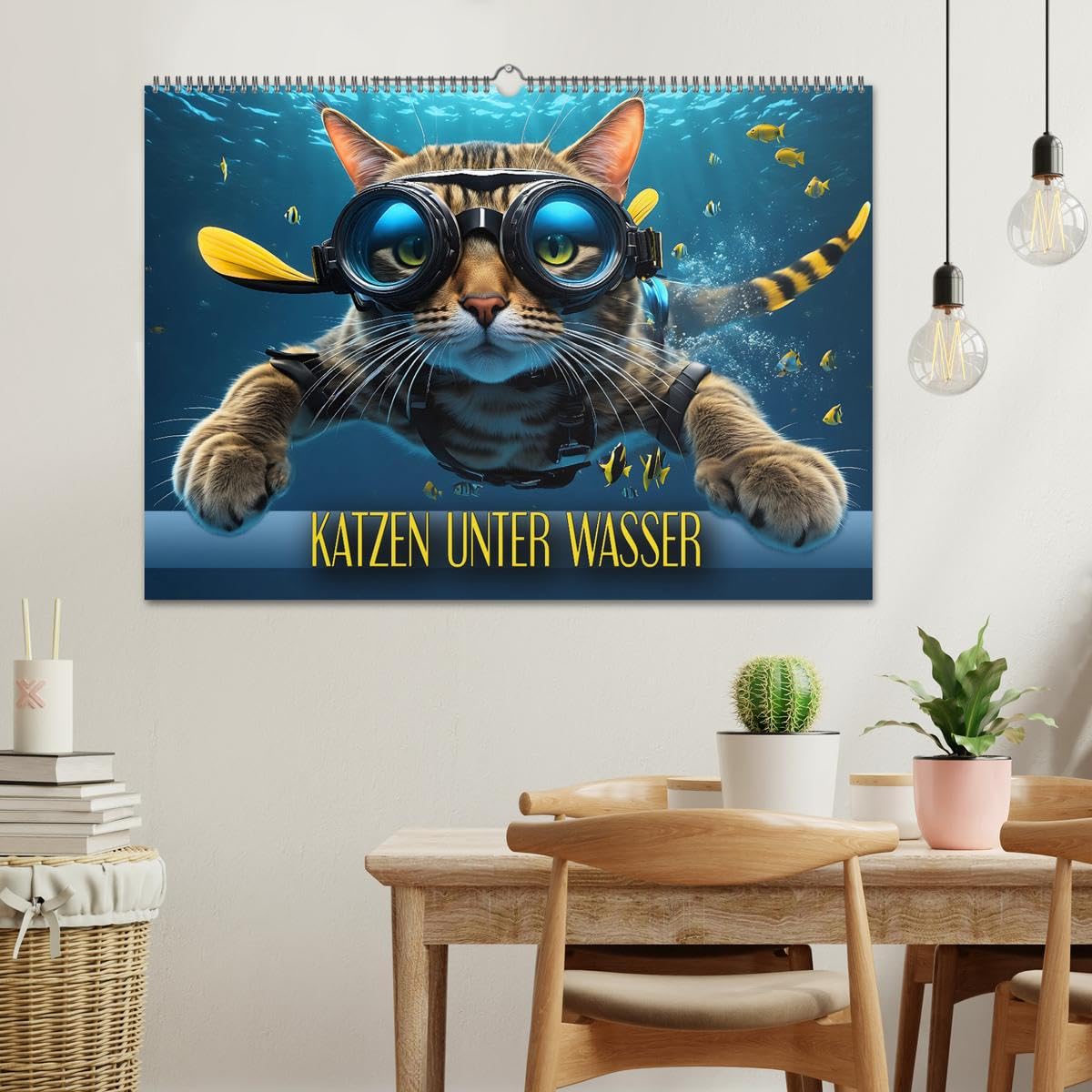 Katzen unter Wasser (Wandkalender 2026 DIN A2 quer), CALVENDO Monatskalender: Amüsante Bilder tauchender Samtpfoten verschiedener Rassen in einer traumhaften Unterwasserwelt (CALVENDO Tiere)