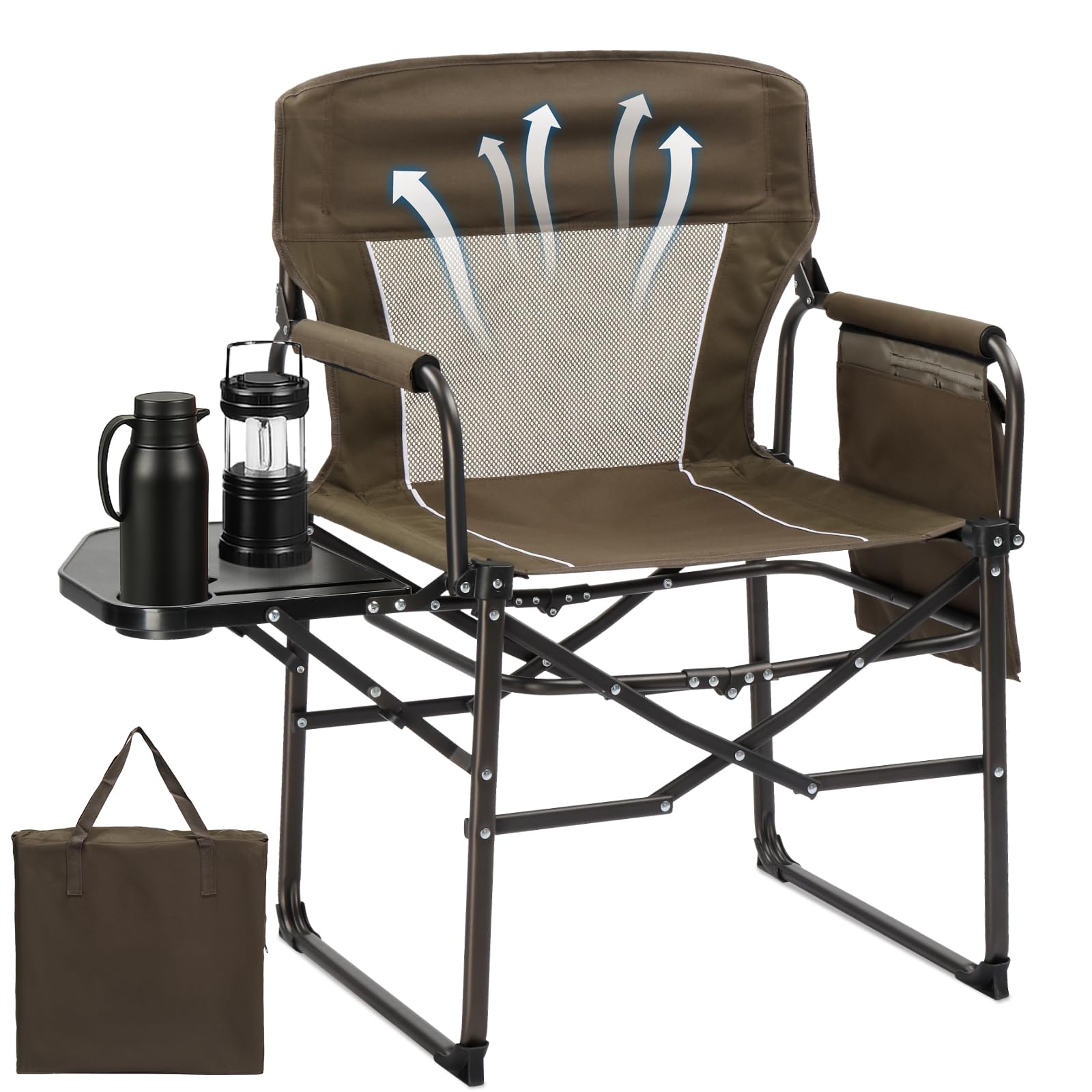 Bonnlo Camping Chairs for Adults Heavy Duty, Folding Directors Chair