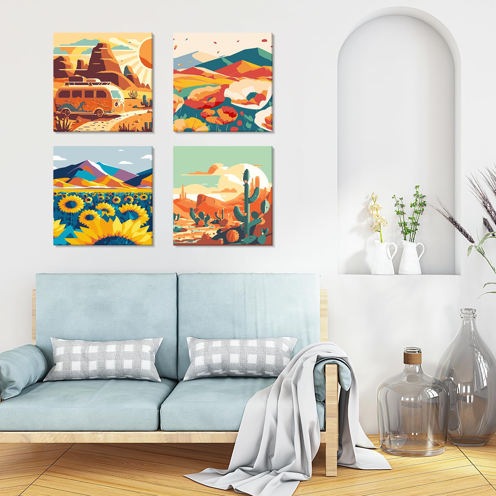 NAIMOER 4 Pièces Cae Peinture Par Numero Attractions Adulte Enfants, 8